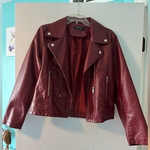 Red/Maroon Faux Leather Jacket